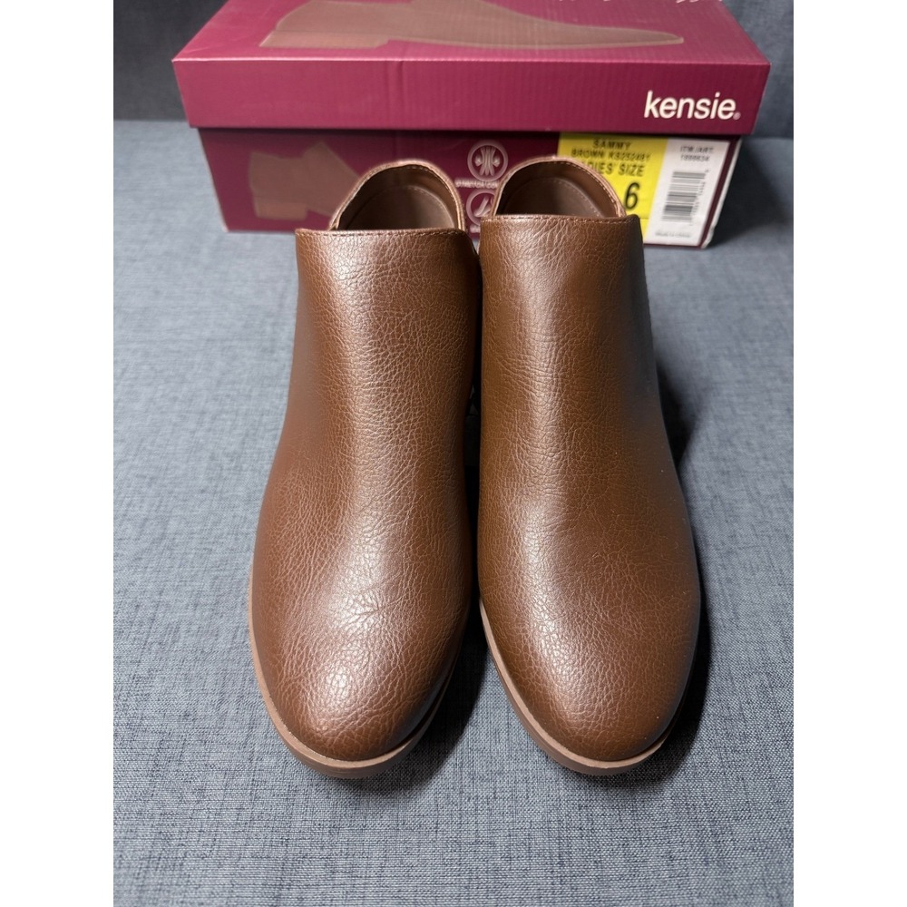 Kensie Sammy‎ Brown Ankle Booties Side Zip Low Block Heel Shoes Womens 6 NEW - Picture 2 of 10